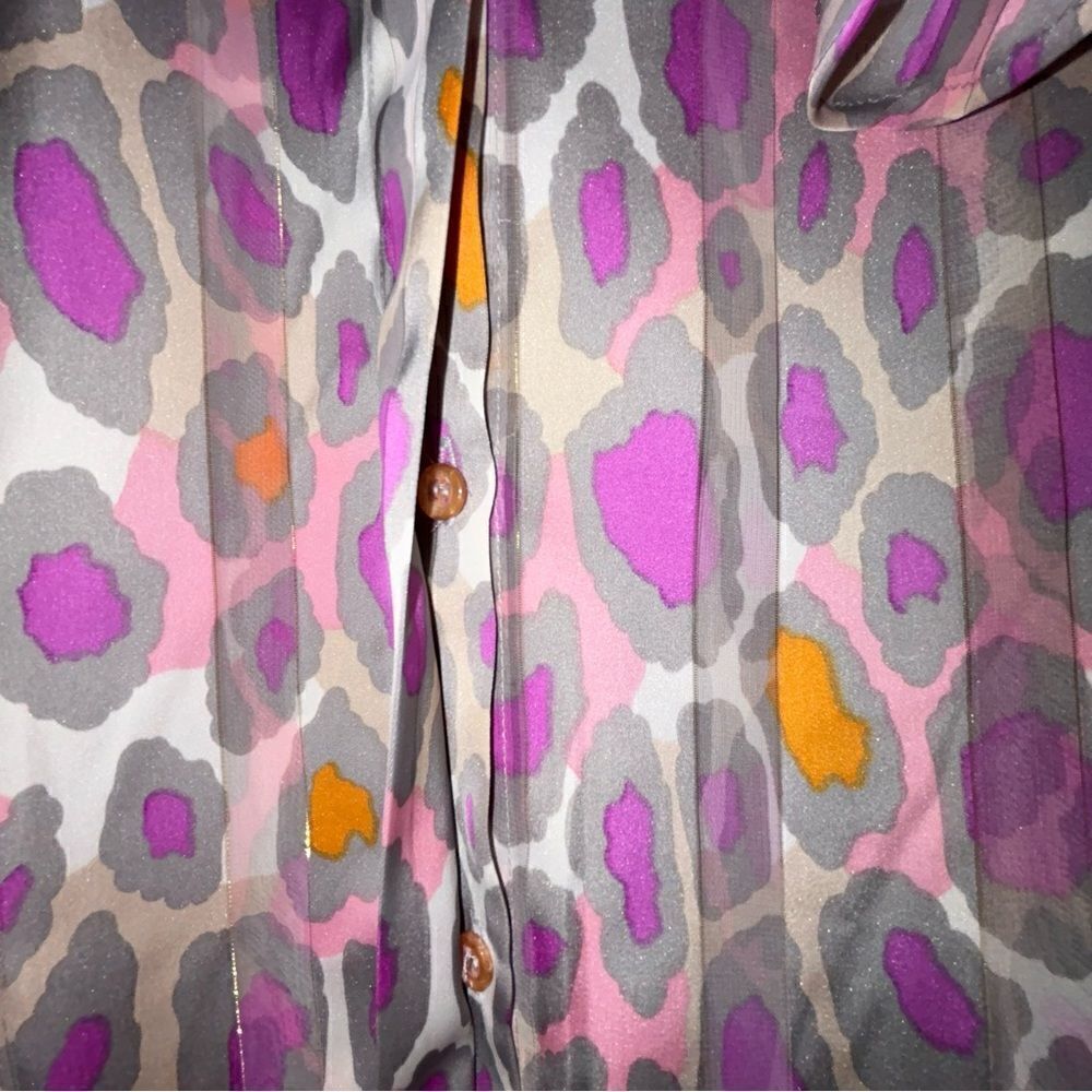 Vintage NICOLA Animal Print Hidden Button Front Long Sleeve Blouse Top - Picture 4 of 8